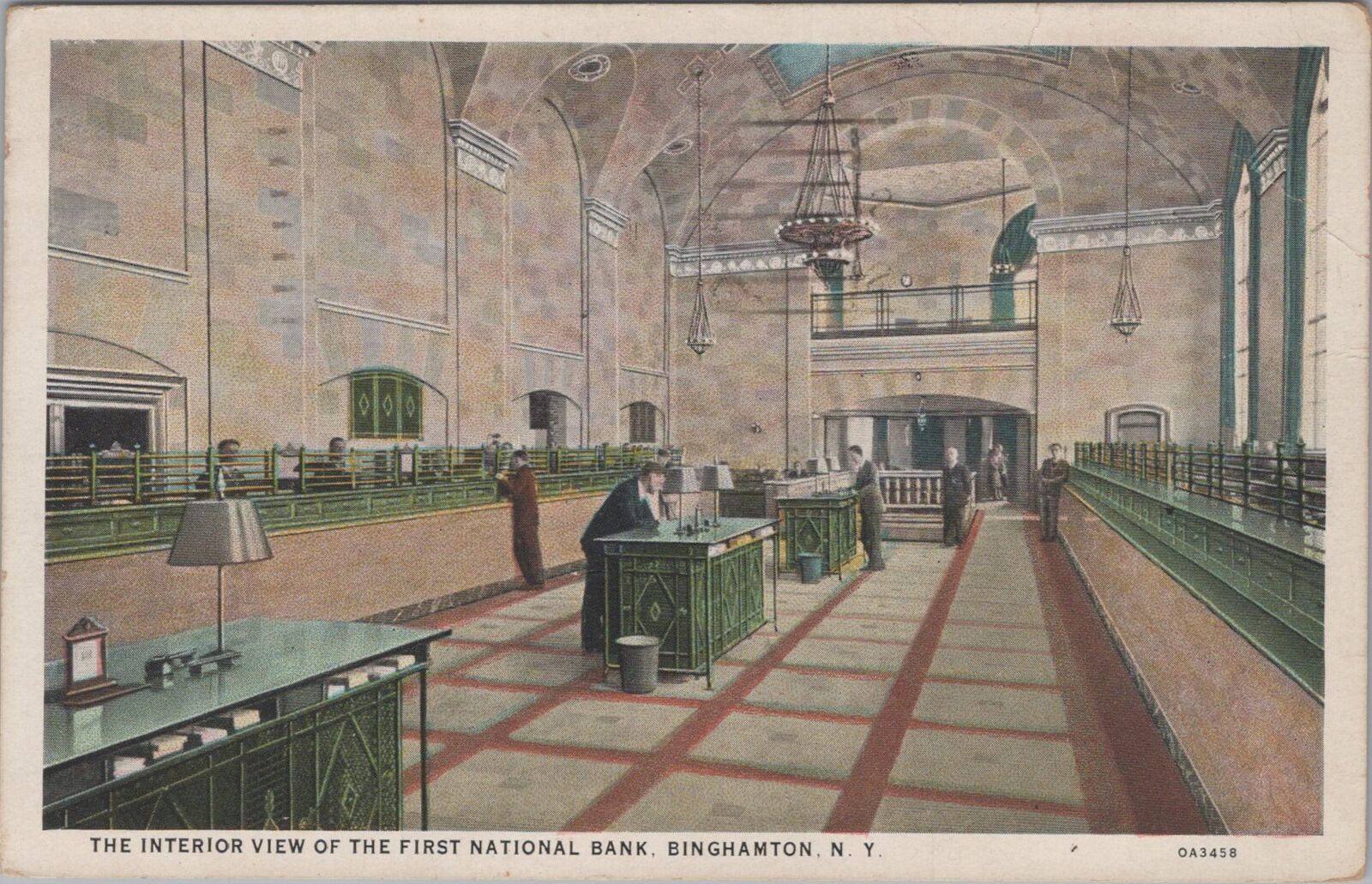 First National Bank Interior Binghamton New York Postcard