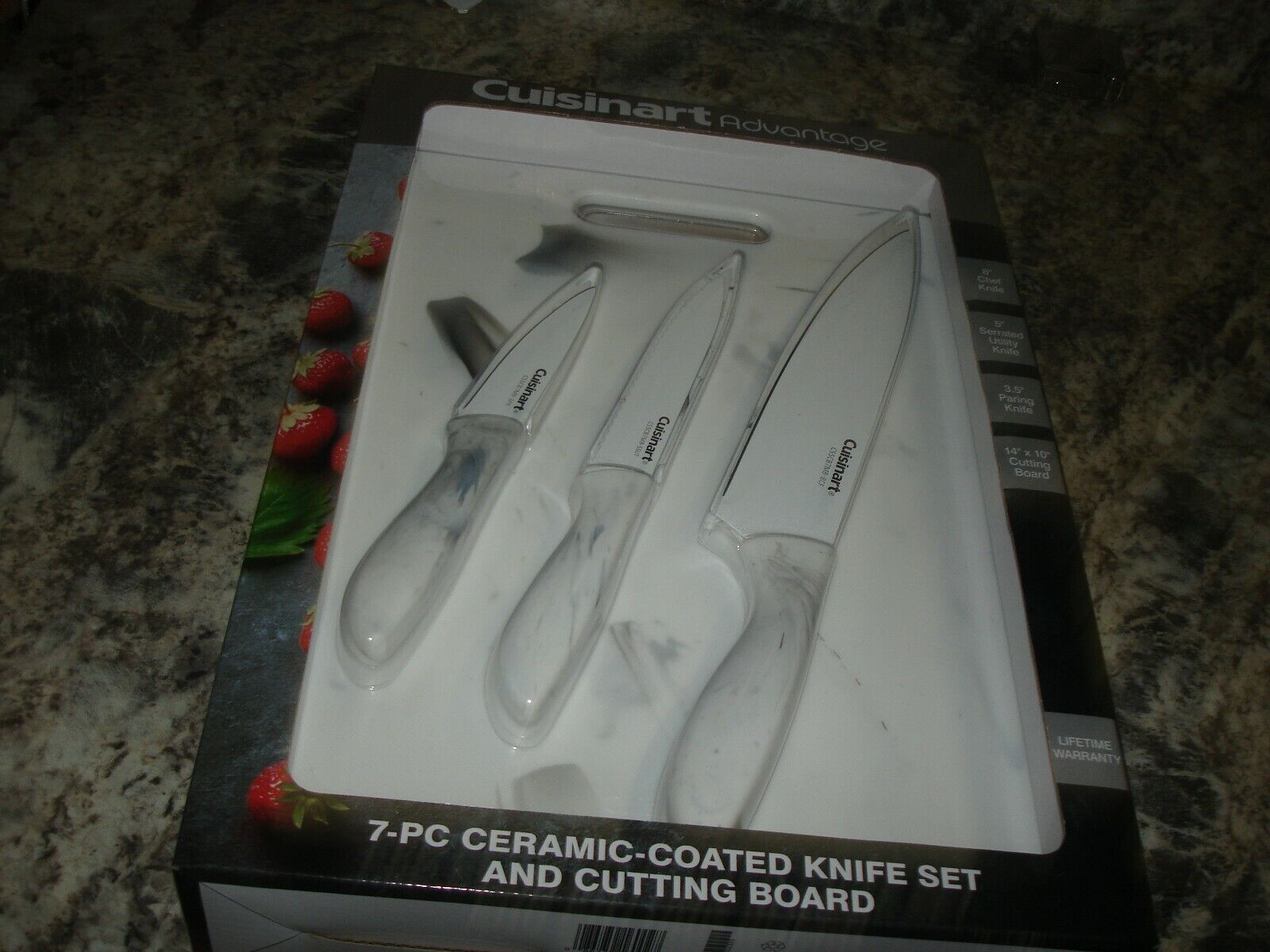 Cuisinart Advantage 7-pc. Marble Cutting Board & Cutlery Set NEW IN BOX Bin 903