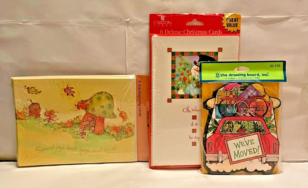 Lot Of 3 Vtg. Greeting Cards 3 Different Brands All New In Packages Please Read