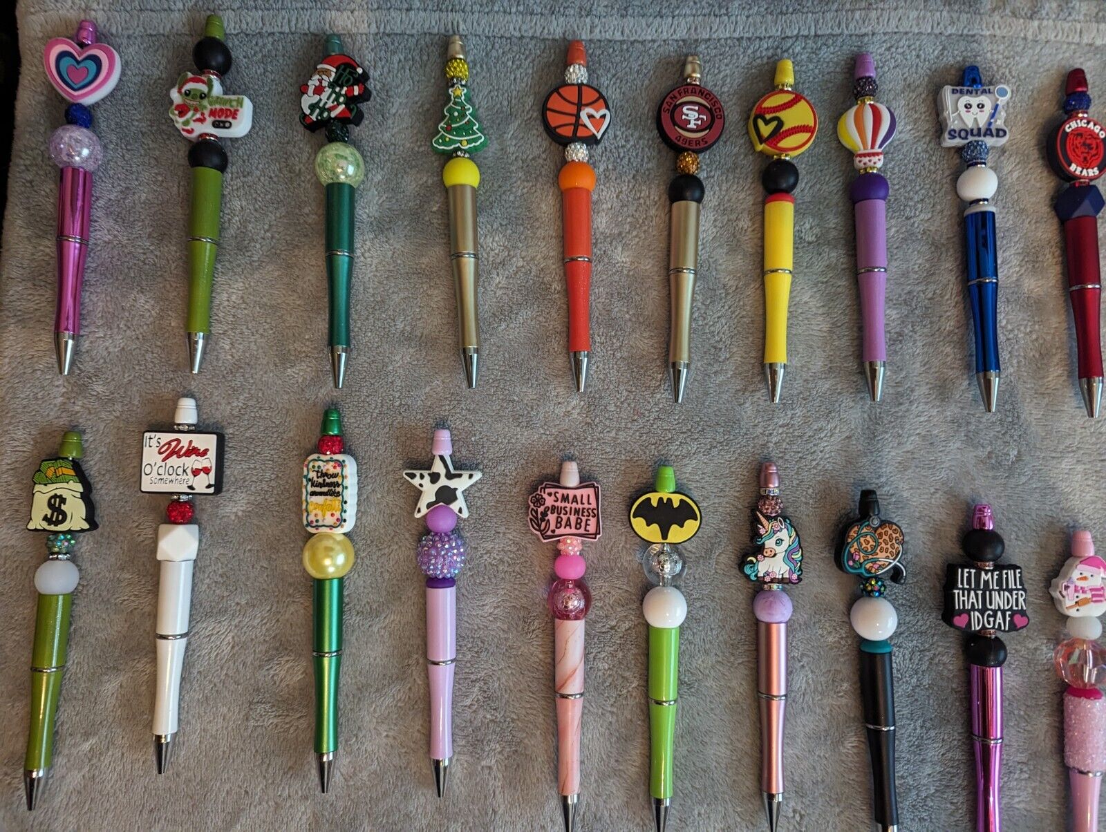 Custom beaded pens And Key Chains.Football,Food, Disney, Autism,Pokemon,Cars