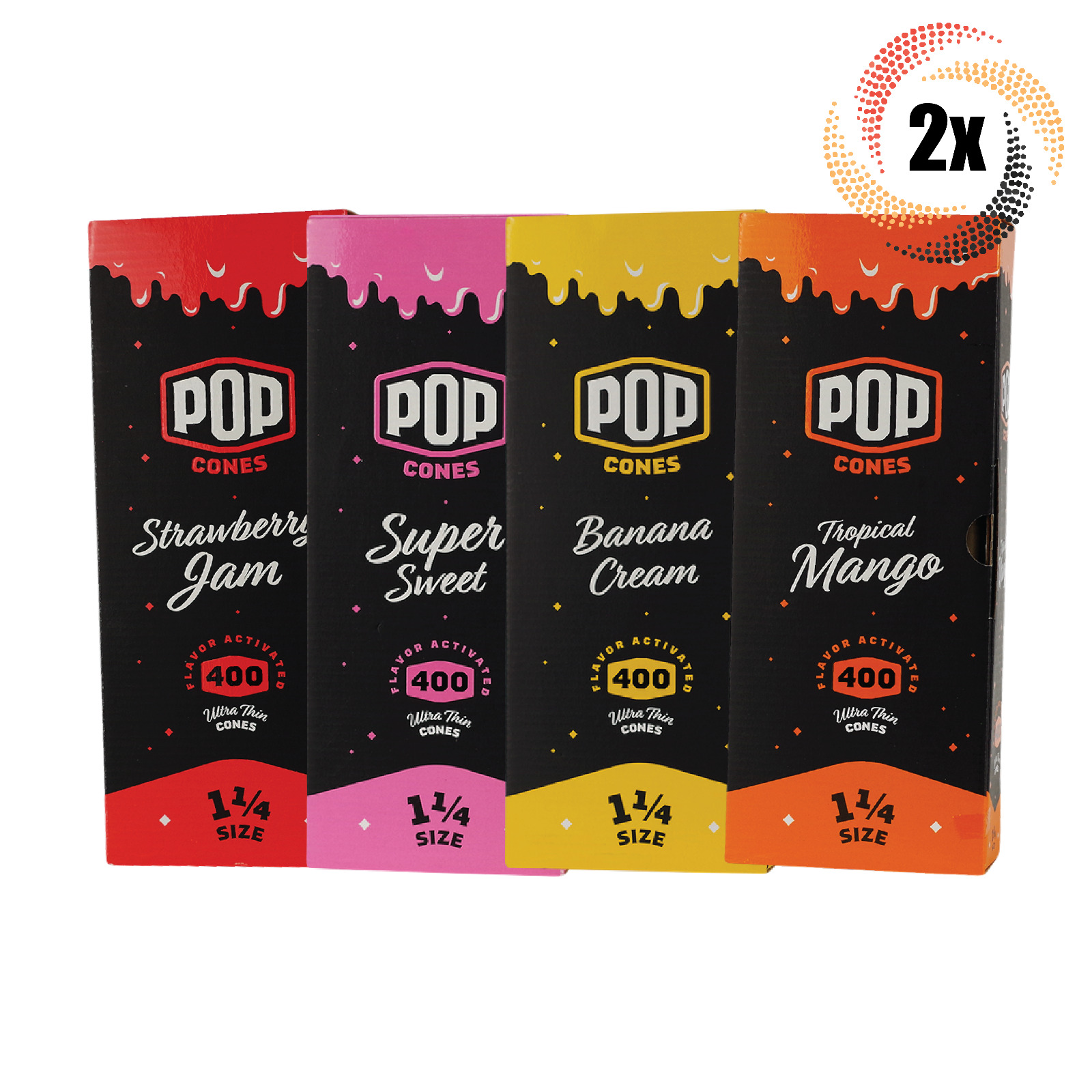 2x Boxes Pop Variety Cones | 400 Cones Each | 1 1/4 | Mix & Match Flavors