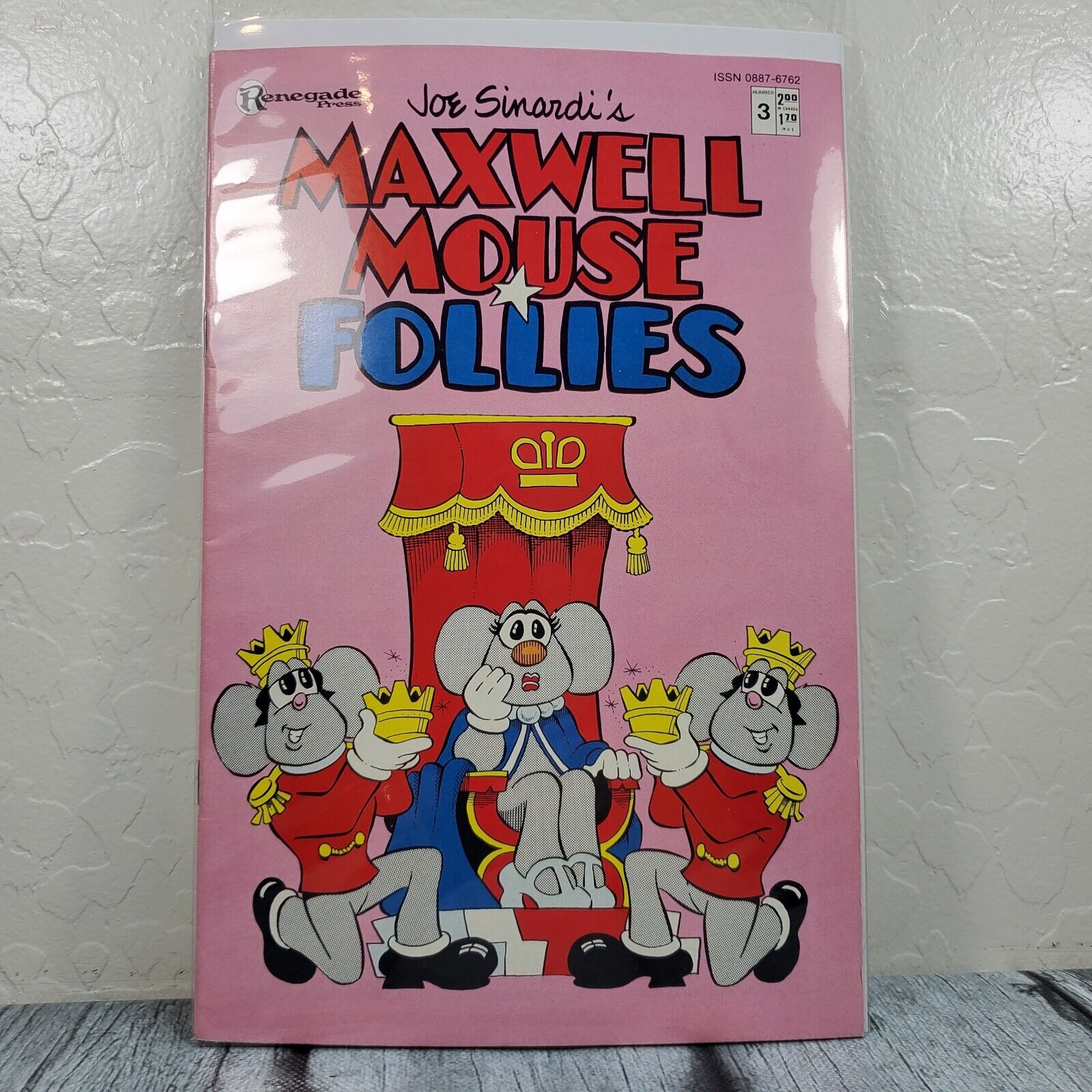 Renegade Press Maxwell Mouse Follies #3 1986 Vintage Comic Book Sleeved Boarded