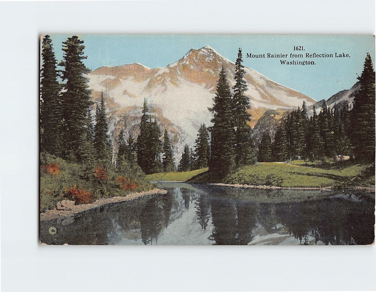 Postcard Mount Rainier from Reflection Lake Washington USA