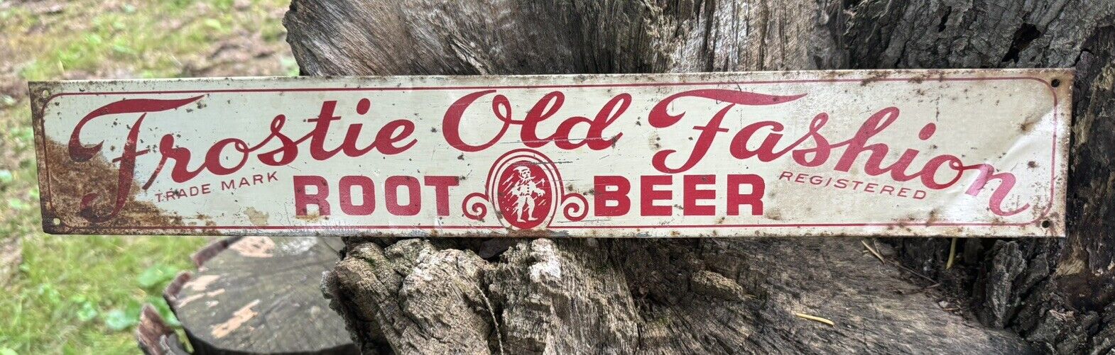 Vintage Frostie Root Beer Sign Metal Single Side Shelf Ad