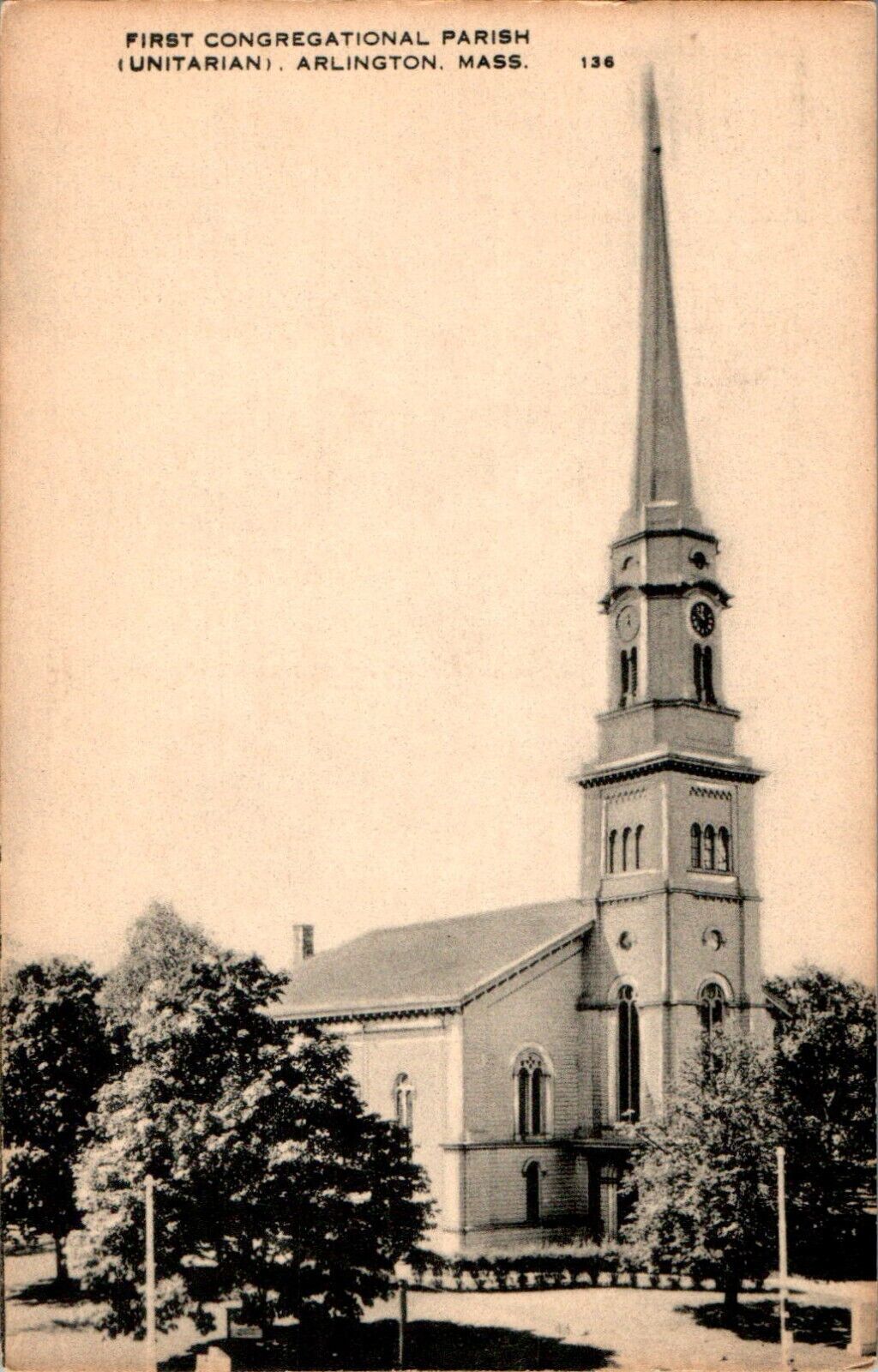 First Congregational Parish, Unitarian, Arlington, Massachusetts MA Postcard