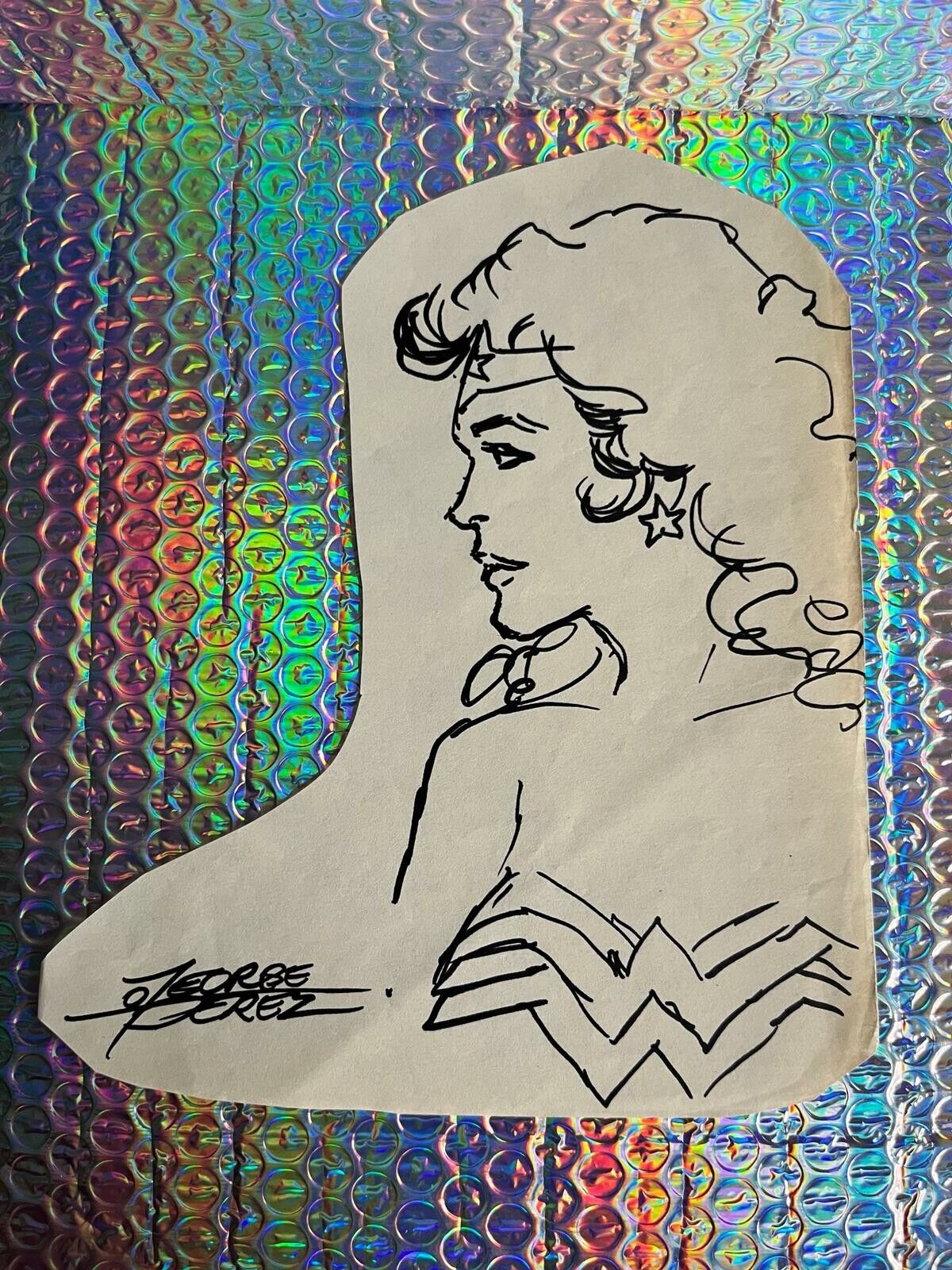 Wonder Woman Art Work George Perez Signed Sketch Comic 