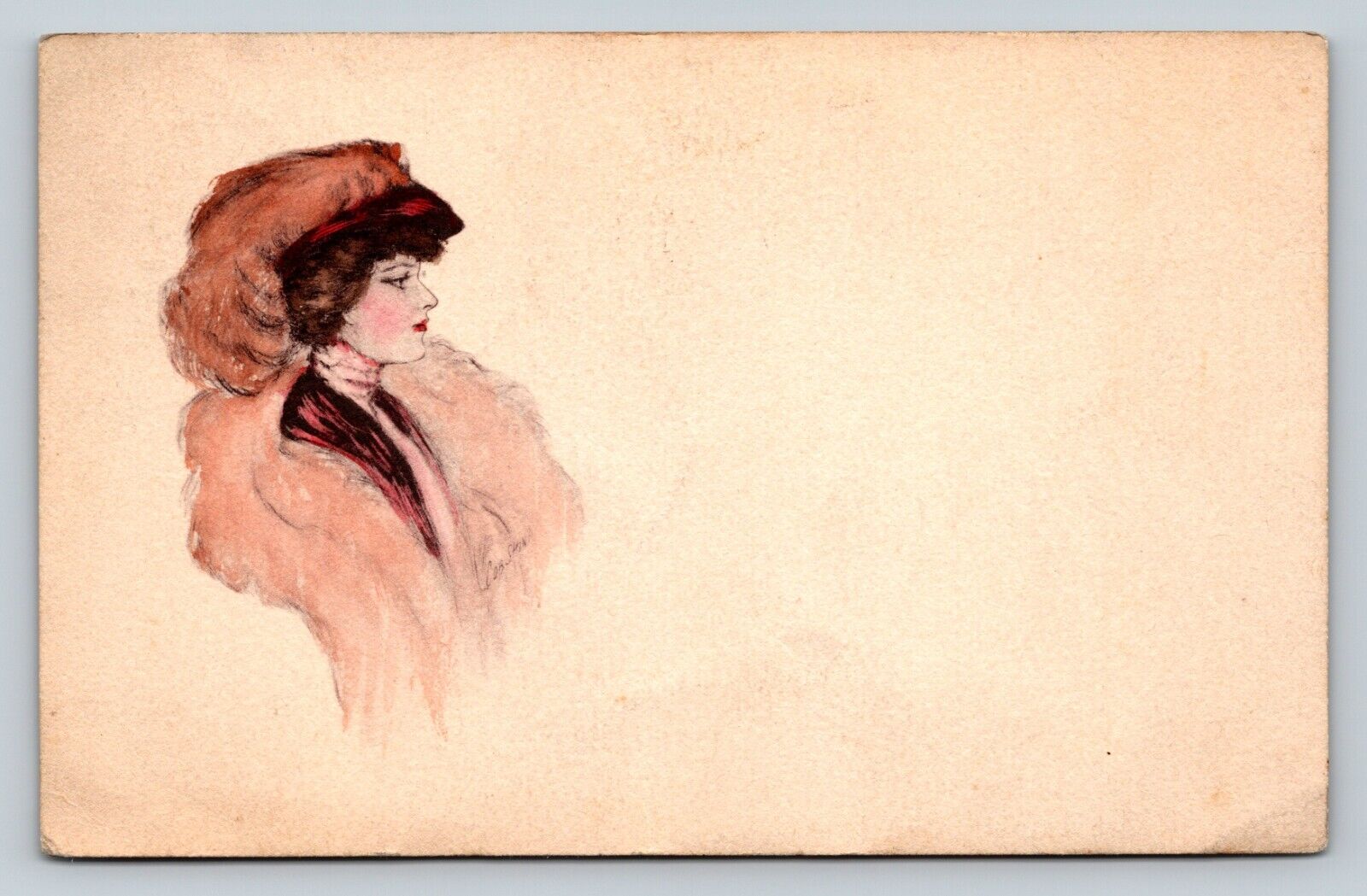 c1910 Elegant Woman Fashion Illustration Artwork ANTIQUE Postcard