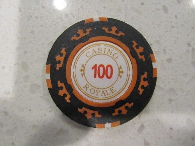 $100 Casino Royale Chip Black & Orange + FREE Las Vegas Nevada Poker Chip