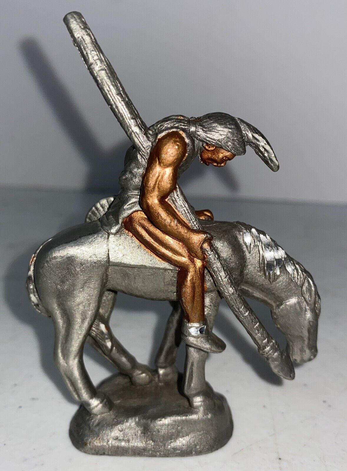 VTG Spoontiques Pewter Indian The End Of The Trail Statue Figure 3” PP1166 Rare