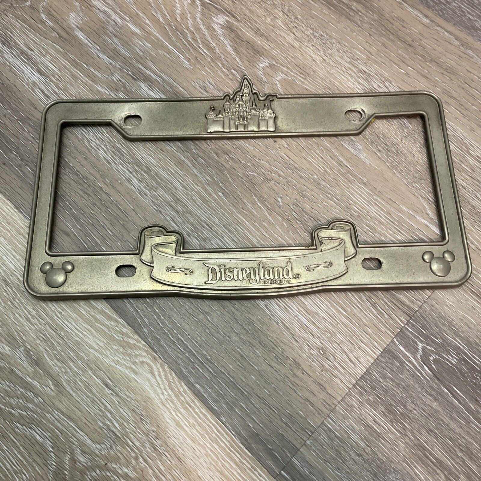Vintage Disneyland Resort Silver Metal License Plate Frame Holder