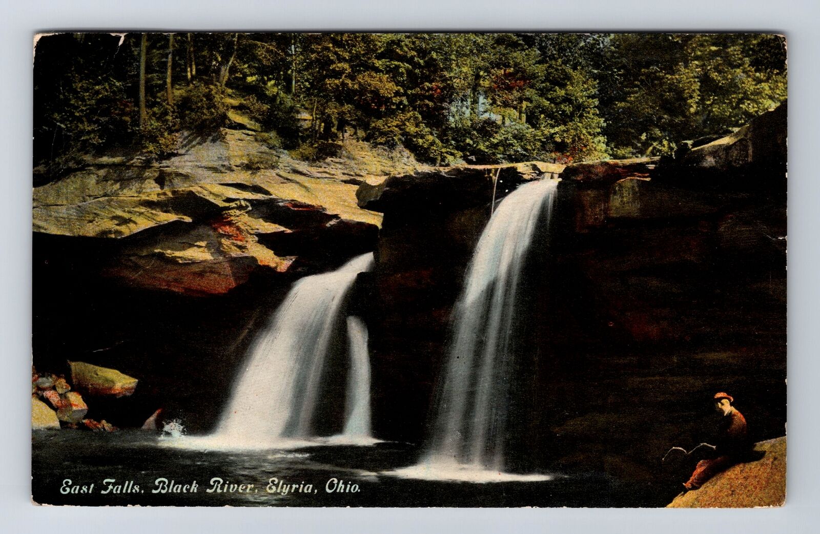 Elyria OH-Ohio, East Falls, Black River, Antique, Vintage c1910 Postcard