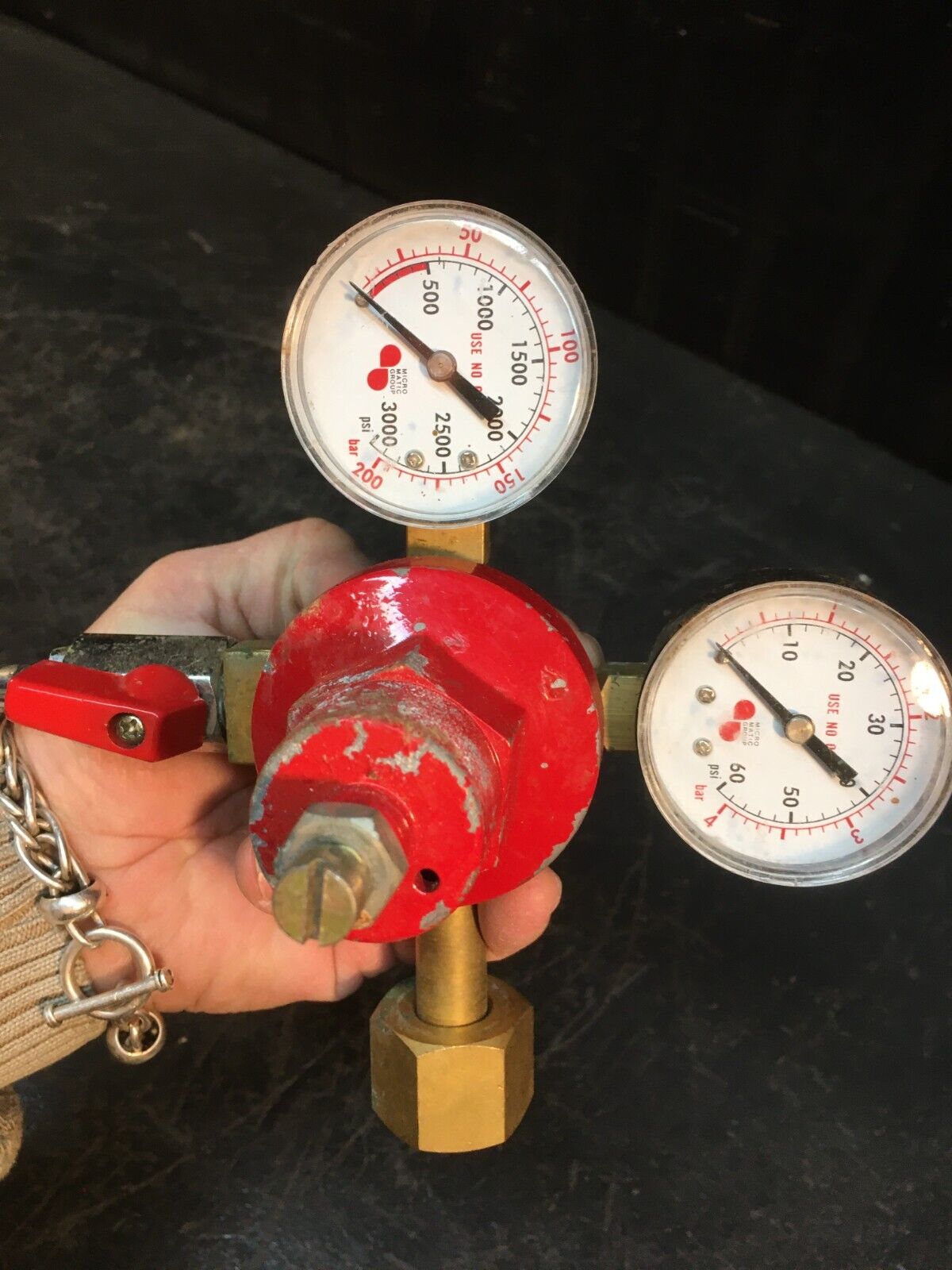 Vintage  Pressure 60 psi 3000psi  Oxygen Gas Double Regulator Gauges, Not Tested