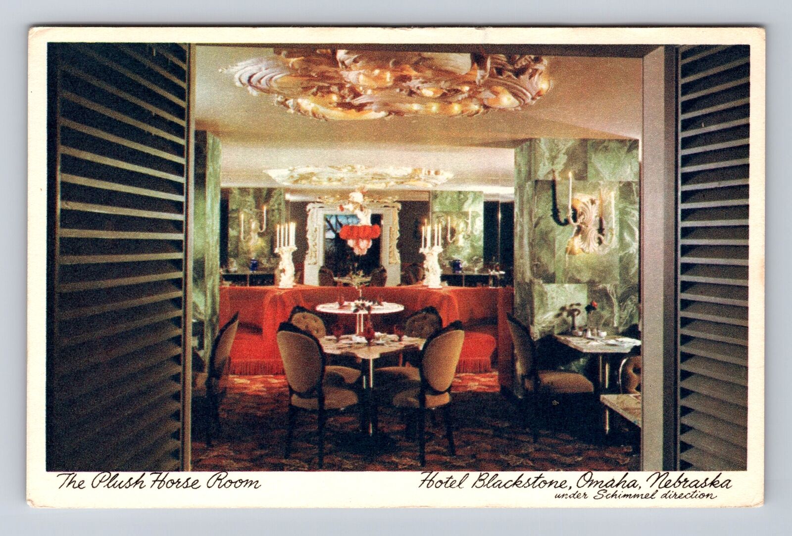 Omaha NE-Nebraska, Plush Horse Room, Hotel Blackstone, Antique Vintage Postcard