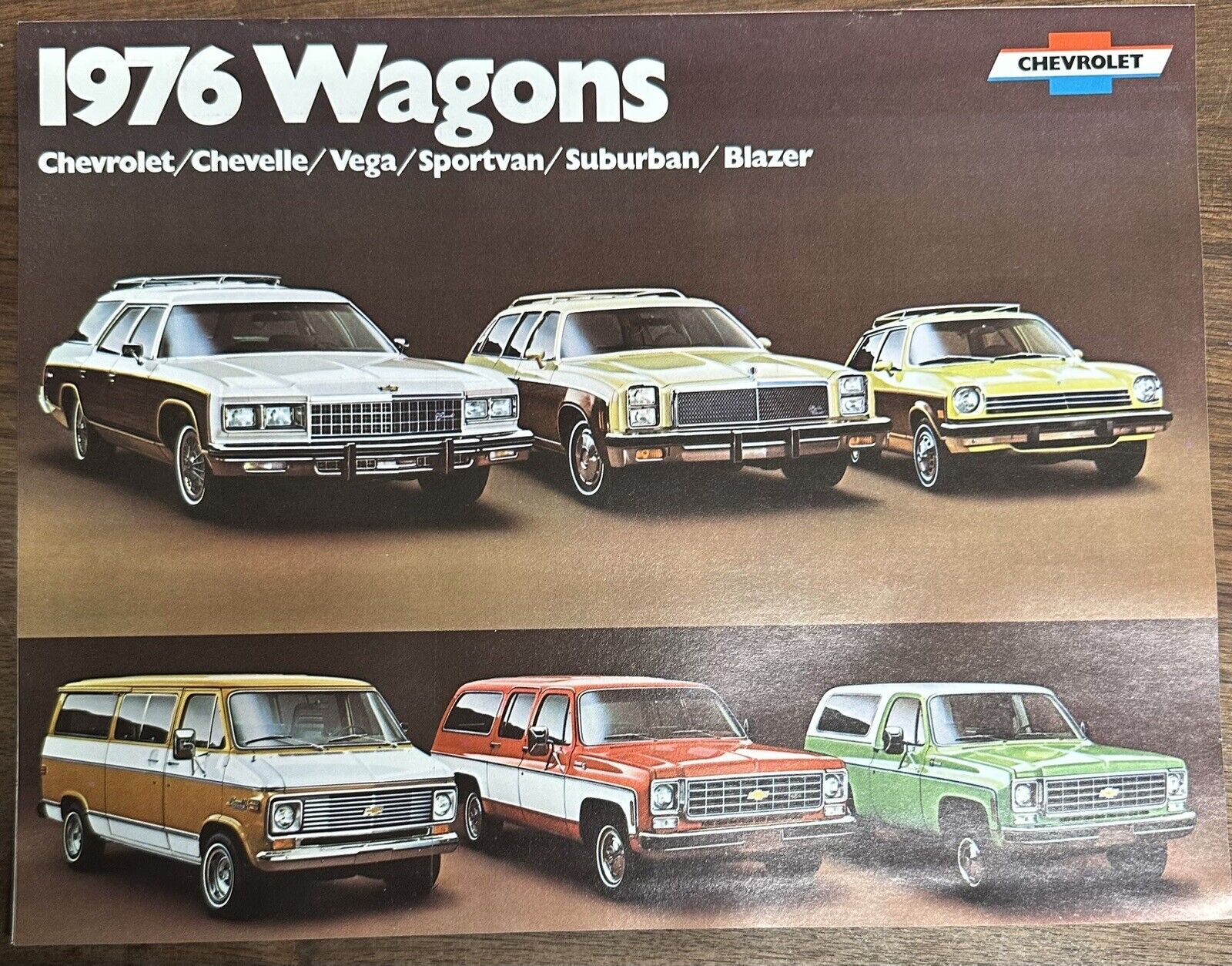 1976 Chevy Wagons Dealer Brochure Wagon Van Vega Chevelle Blazers Suburban NOS