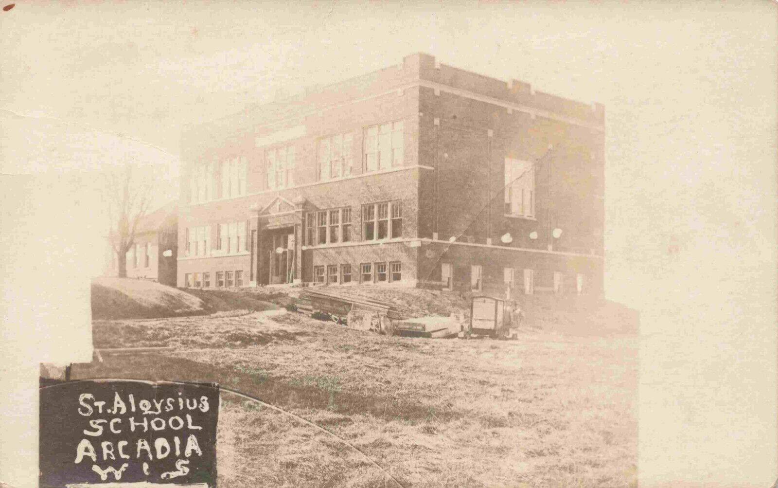 RPPC Arcadia Wisconsin St Aloysius School Trempealeau County c1920s Postcard