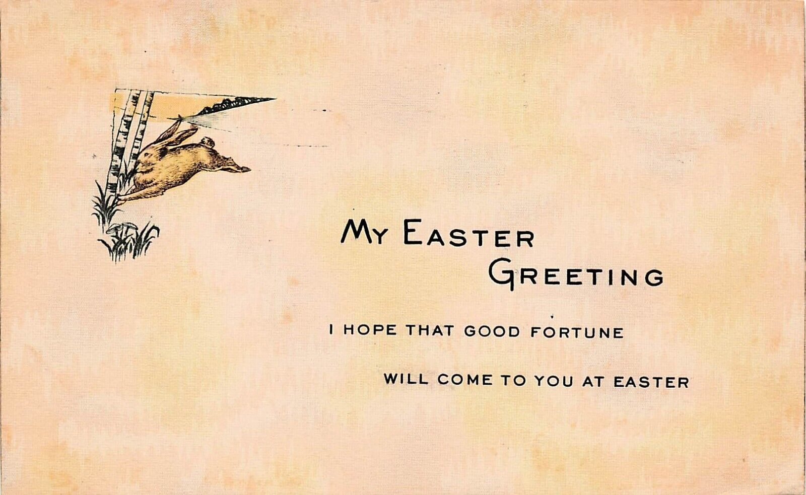 Antique Easter Card Bunny Rabbit Flint MI Michigan Minimalistic Vtg Postcard W3