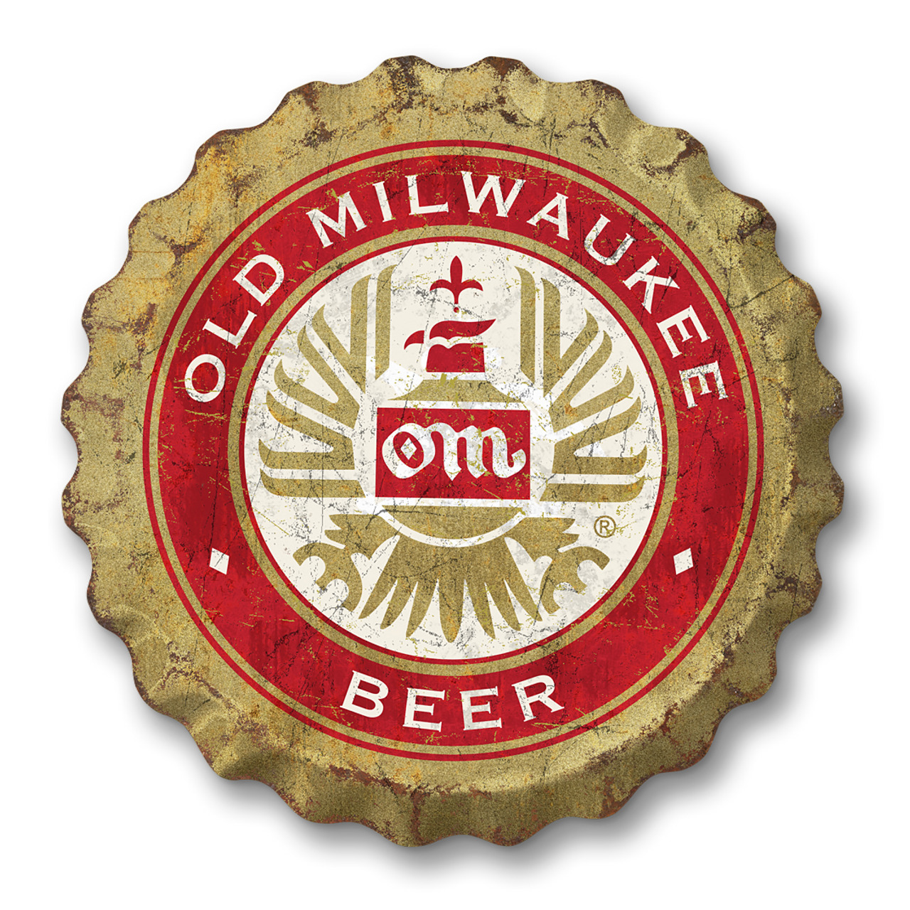 Old Milwaukee Beer Bottle Cap Tin Metal Sign Man Cave Garage Bar Decor 18