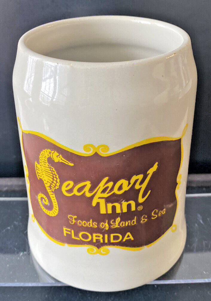 Vtg Beyer Beer Stein Souvenir Seahorse Seaport Inn “Food Of Land & Sea” Florida