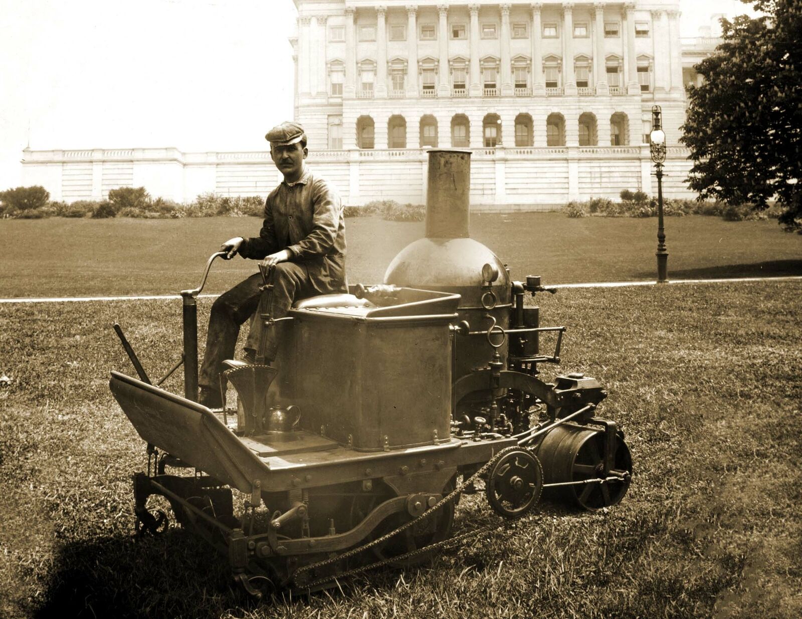 1903 Steam Powered Lawn Mower, U.S. Capitol, DC Old Photo 8.5