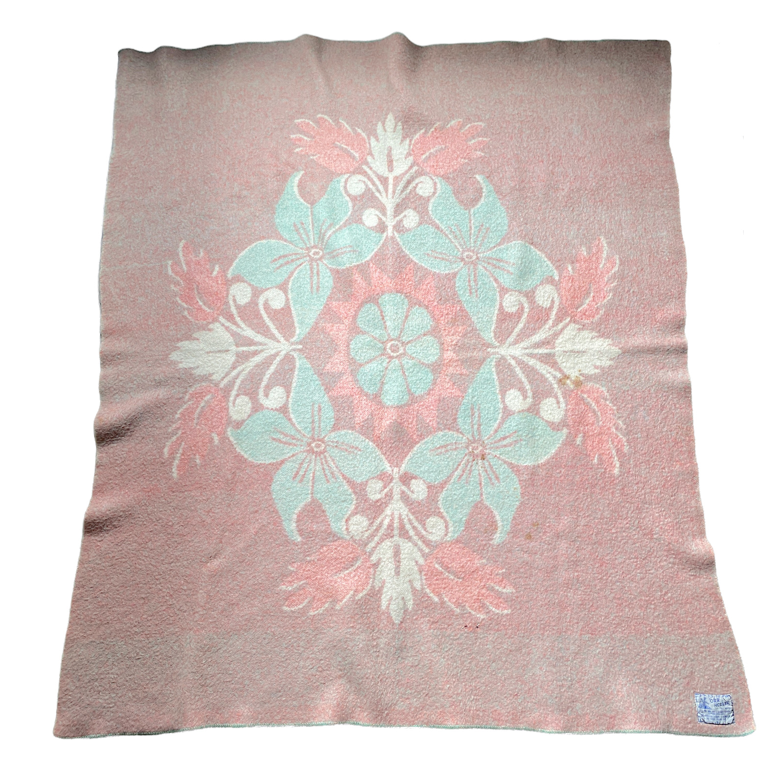 Orr Health Felt & Blanket Company Vintage 100% Wool Floral Throw Holland Tulip