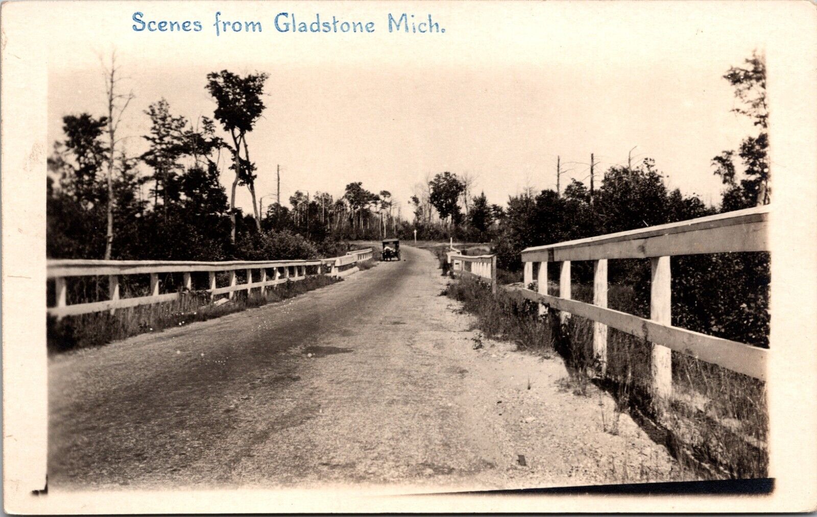 RPPC Gladstone Michigan MI Road Scene Postcard L56