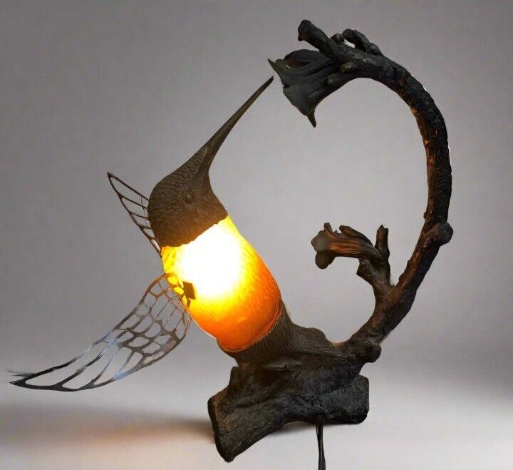 Vintage Art Table Lamp Hummingbird
