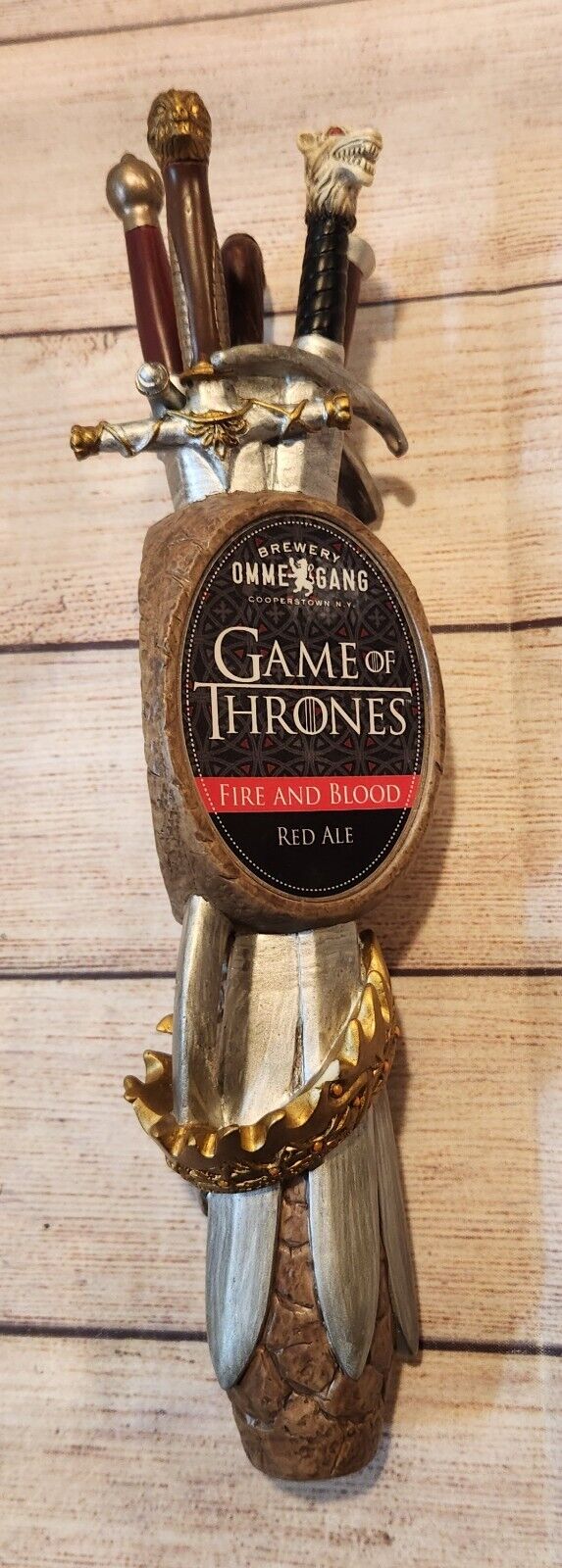 OMMEGANG GAME OF THRONES Fire and Blood Red Ale draft beer tap handle