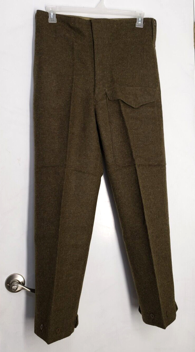 Vintage 1953 Canadian Army Battle Dress Trousers Pants Wool Korean War 32x30\