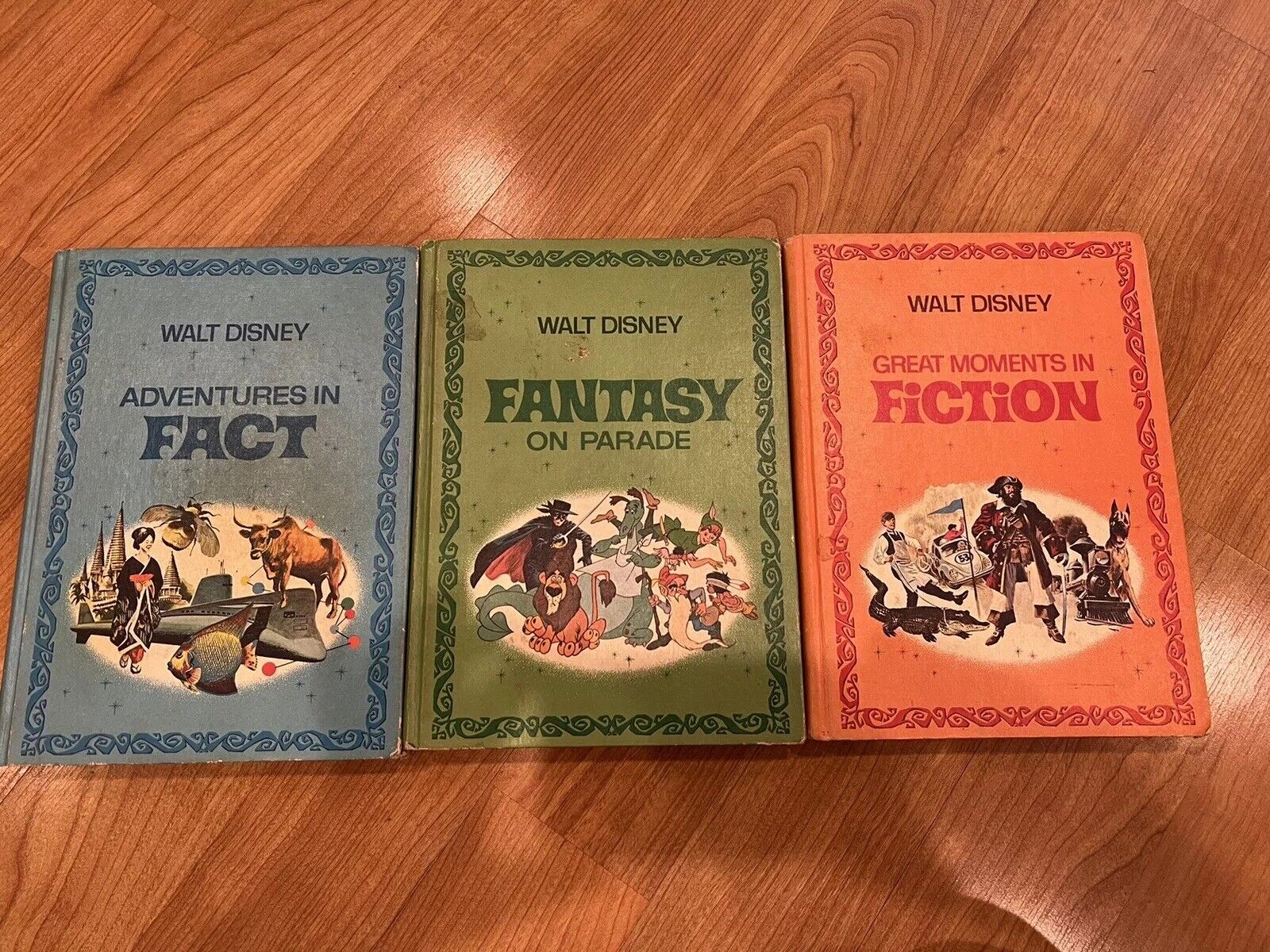 Vintage The Walt Disney Parade Fun Fact Fantasy Fiction Book Set of 3 1970