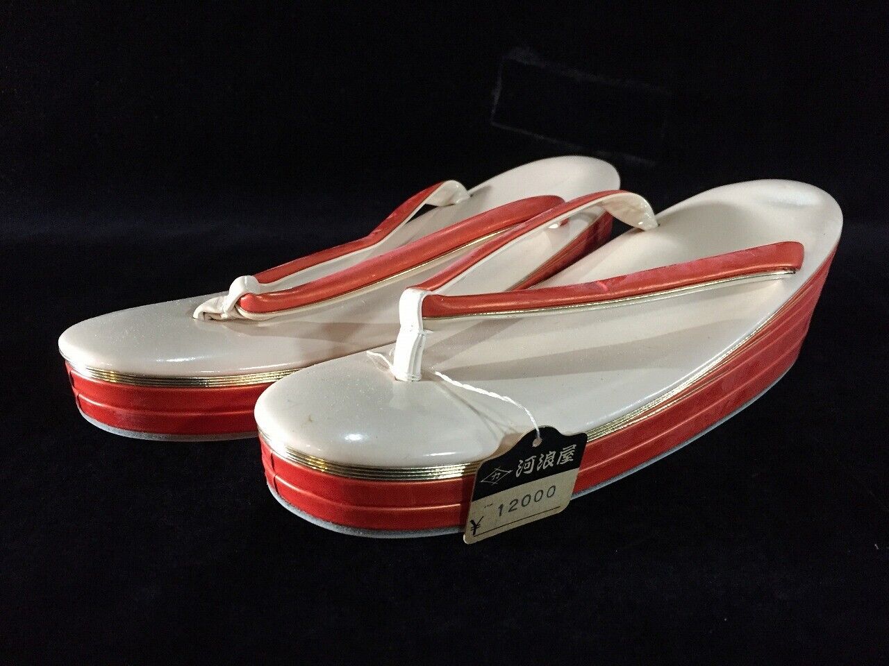 T1806 Japanese Zori Sandals Vintage KIMONO Woman Size Geta Strap GEISHA