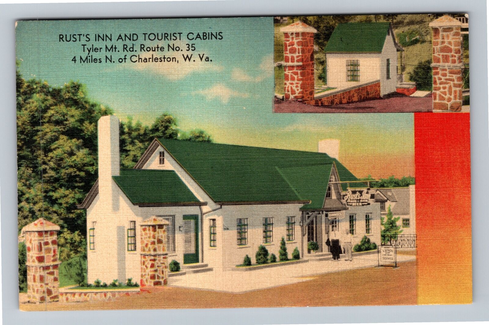 Charleston WV-West Virginia Rusts Inn Tourist Cabins Antique Vintage Postcard
