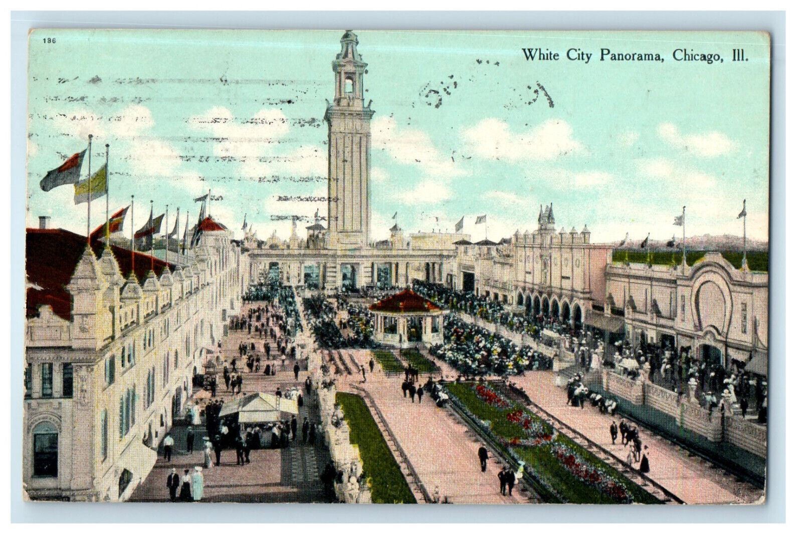 1909 White City Panorama, Chicago Illinois IL Posted Antique Postcard