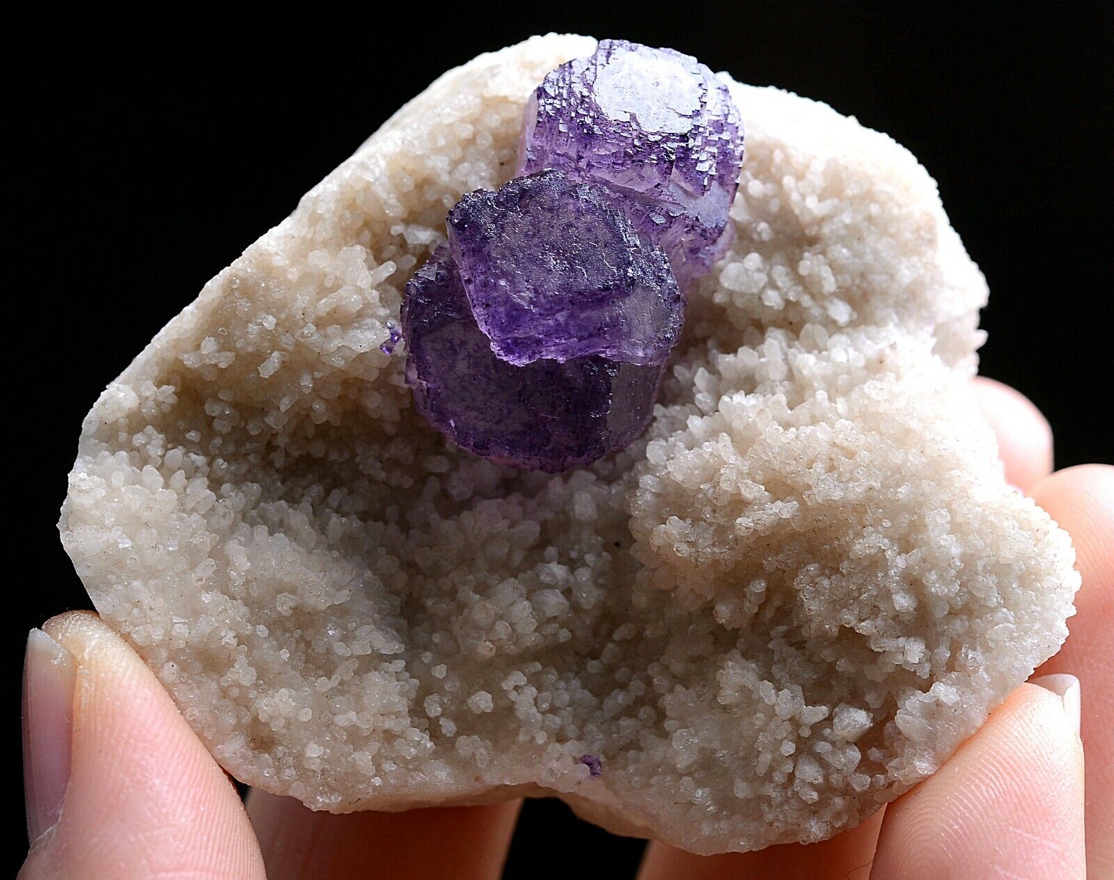 75g NATURAL RARE PURPLE CUBIC FLUORITE CRYSTAL MINERAL SPECIMEN/ China