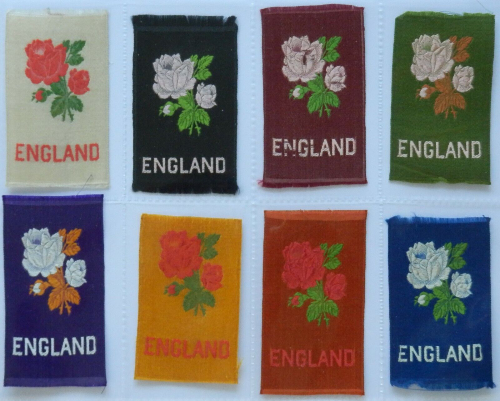 RARE COMPLETE SET of all COLOURS Canadian Miscellany ENGLAND ROSE Woven Silks