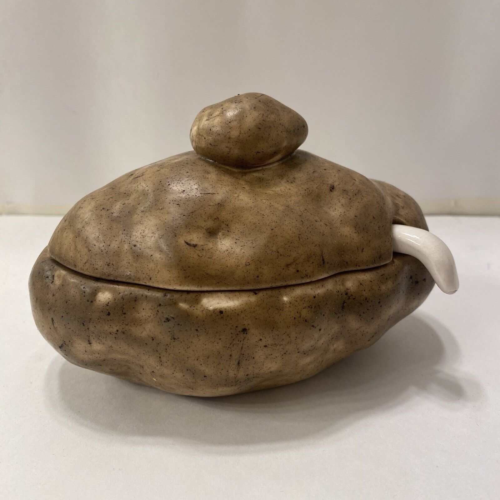 Vintage Atlantic Mold Ceramic Baked Potato Serving Bowl w Lid and Condiment Dish