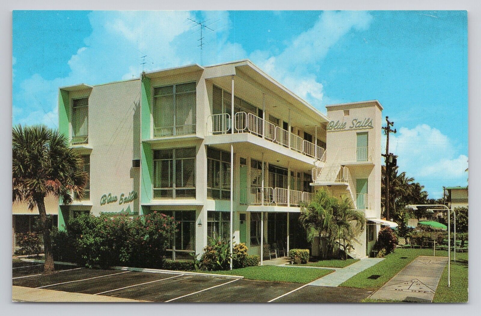 Postcard Blue Sails Apartments Bedroom Efficiency Hotel Fort Lauderdale Florida