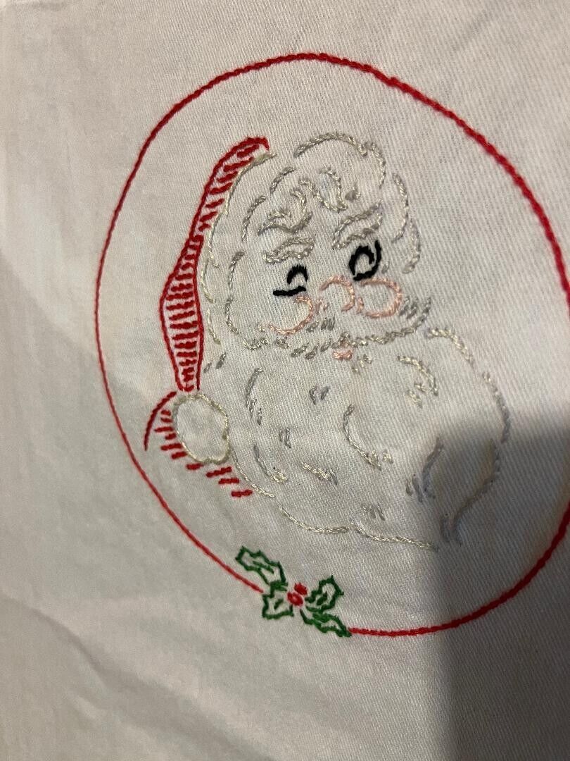 Apron with vintage Santa Claus-hand embroidered