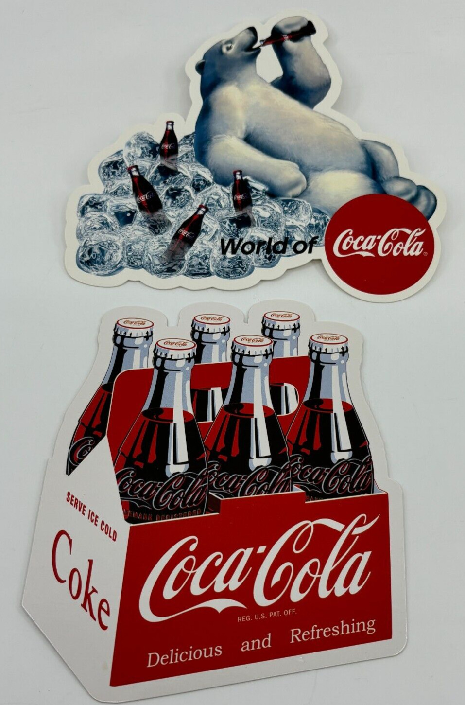 Lot of 2 Vintage 1989 Coca-Cola Postcards Polar Bear and 6 Pack UNUSED
