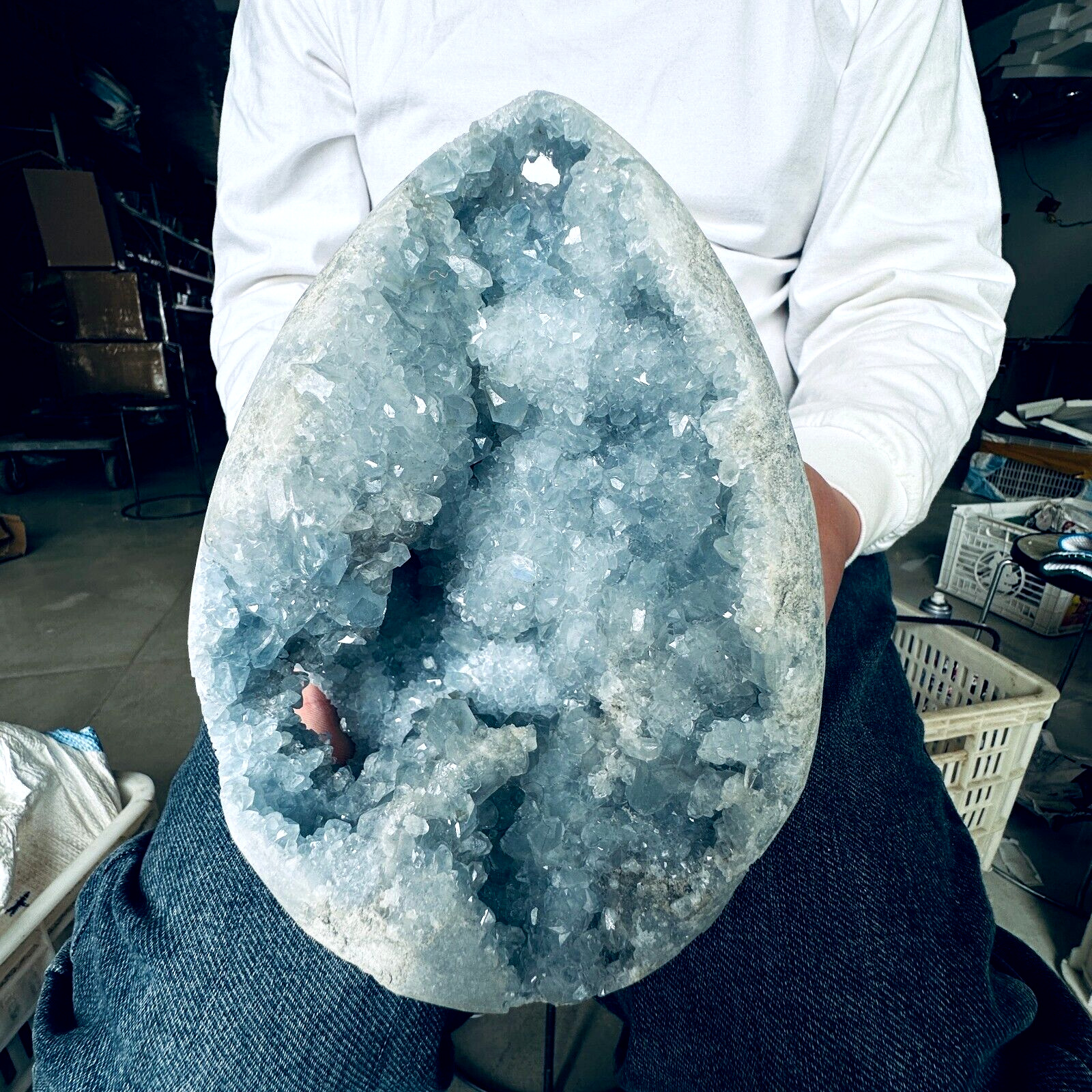 9.46LB Natural Beautiful Blue Celestite Crystal Geode Cave Mineral Specim 4300g