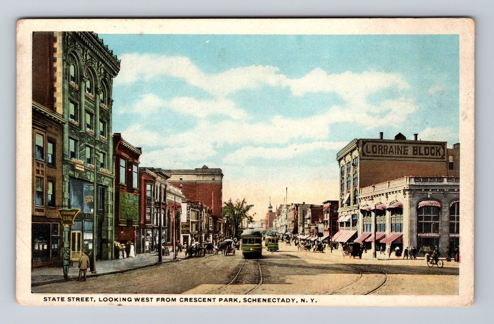 Schenectady NY-New York, State Street, Crescent Park, Vintage Postcard