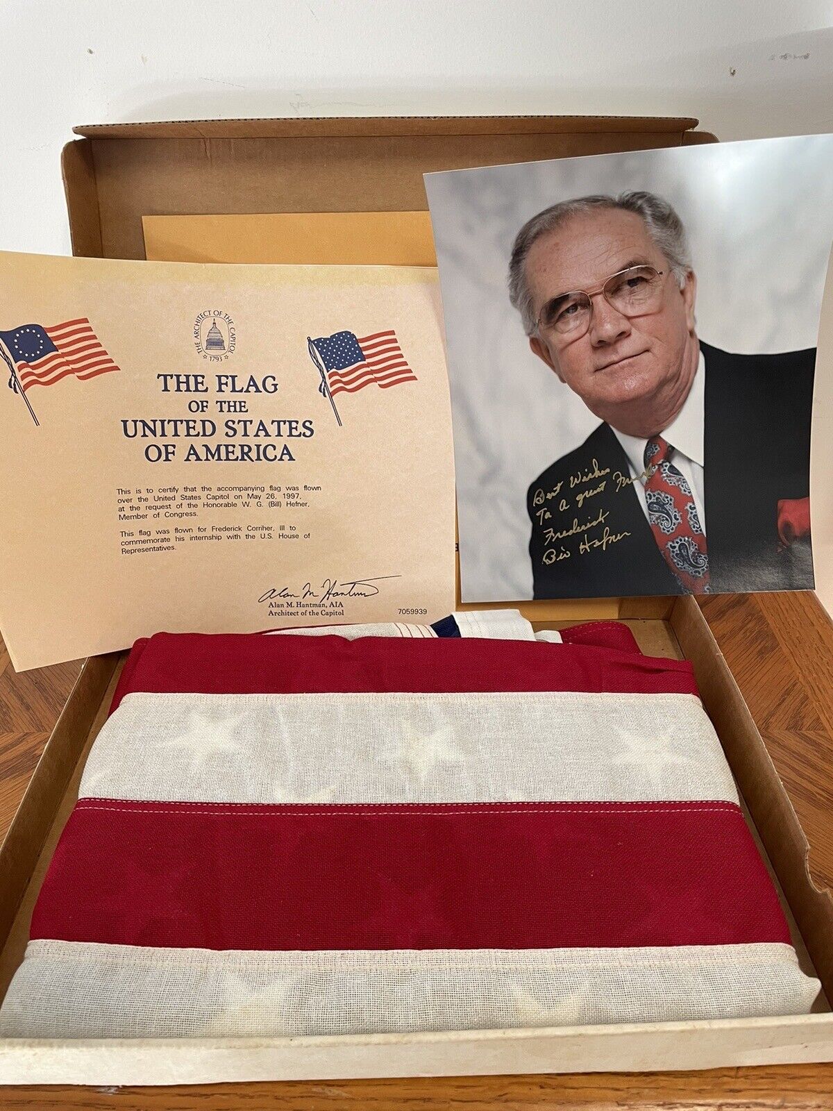 Vintage Perma Nyl American Flag / From House Of Representatives U.S.A with COA