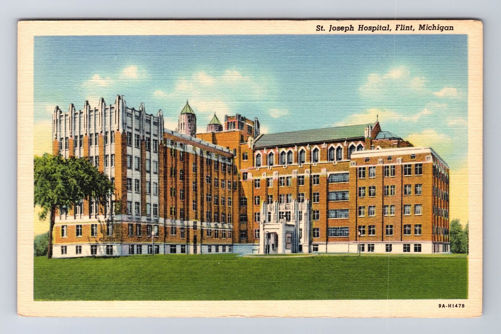 Flint MI-Michigan, St Joseph Hospital, Antique, Vintage Souvenir Postcard