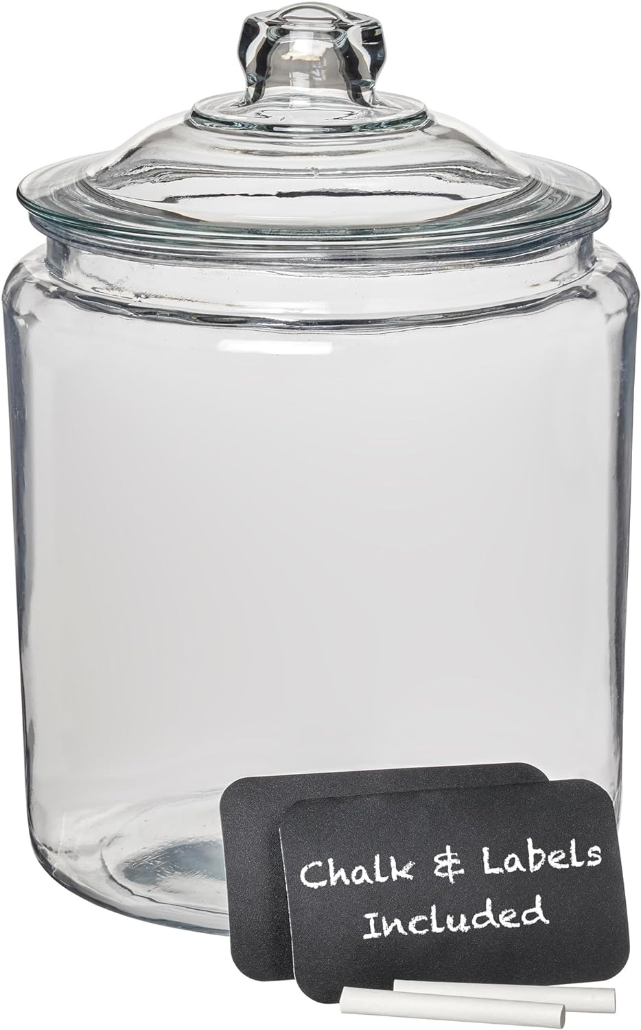 Anchor Hocking Heritage Hill Lid and 2 Chalkboard Labels Glass Jar, 2 Gal Clear