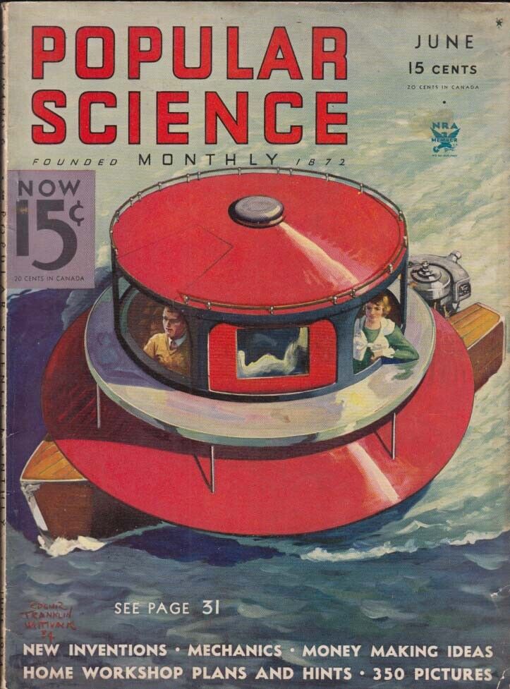 POPULAR SCIENCE 6 1934 Unsinkable motorboat [cover] plastic surgery; cave cities