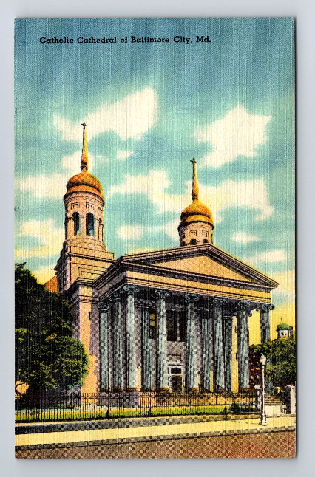 Baltimore City MD-Maryland, Catholic Cathedral, Religion, Vintage Postcard