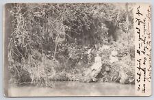 RPPC Ladies Sitting on Bank of River in Kansas Posted 1913 Real Photo Postcard picture