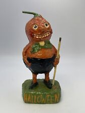 Vintage Halloween Pumpkin Head Figure Folk Art/Primitive/Whimsical Style picture