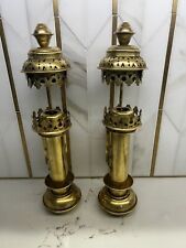 Antique Brass Railroad Lantern Sconces Oil Lamp Vintage Candle Holders Coach picture