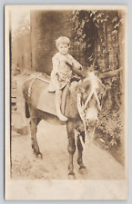 RPPC Small Girl Riding Donkey Divided Back A478 picture