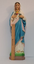 Catholic Immaculate Heart of Mary Statue, 20 Inches Vintage Chalkware Statuary picture